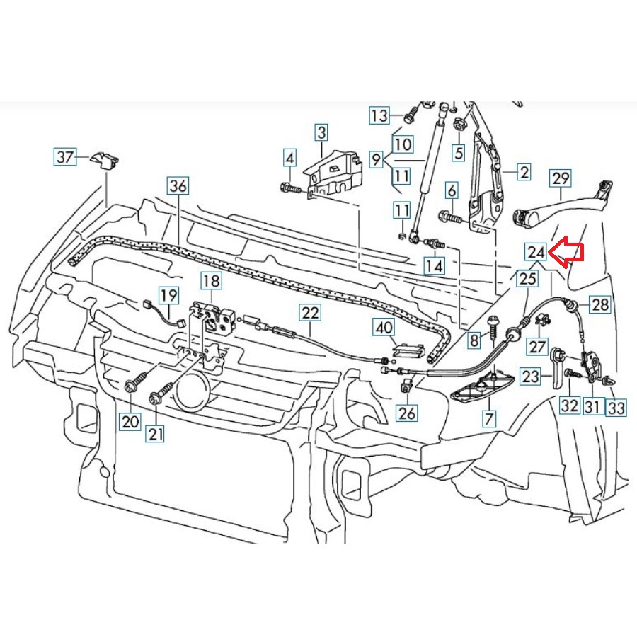 CADDY 2004-2010 MODEL ARASI UYUMLU KAPUT KİLİDİ TELİ (UZUN)