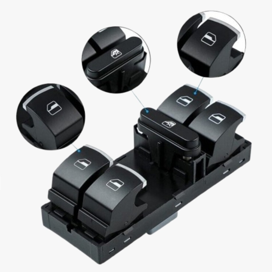 GOLF 5 2004-2008 MODEL ARASI UYUMLU ÖN SOL SÜRÜCÜ KROMLU DÖRTLÜ CAM DÜĞMESİ