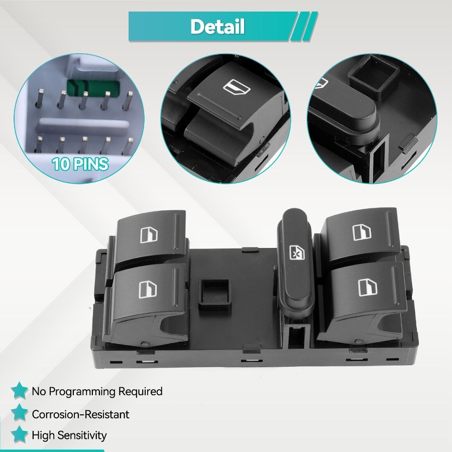 GOLF 6 2008-2012 MODEL ARASI UYUMLU ÖN SOL SÜRÜCÜ DÖRTLÜ CAM DÜĞMESİ