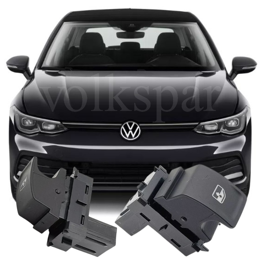 GOLF 8 2021-2024 MODEL ARASI UYUMLU ÖN SAĞ YOLCU TARAFI TEKLİ SİYAH CAM AÇMA DÜĞMESİ