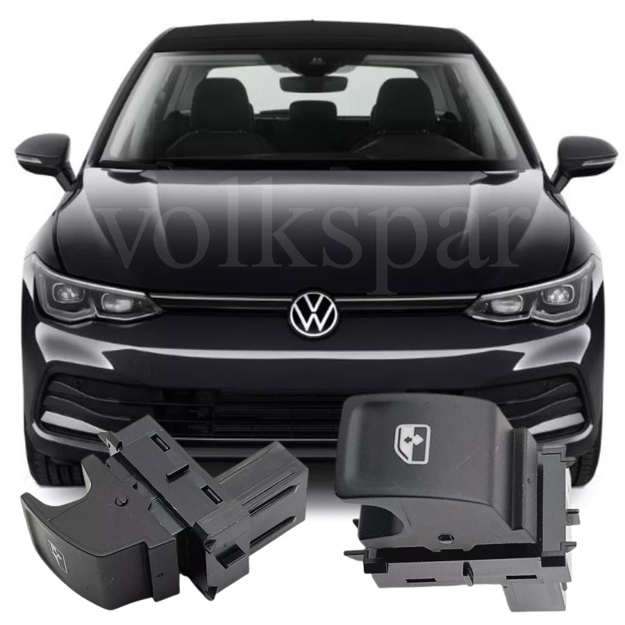 GOLF 8 2021-2024 MODEL ARASI UYUMLU ARKA SOL TOLCU TARAFI SİYAH TEKLİ CAM AÇMA DÜĞMESİ