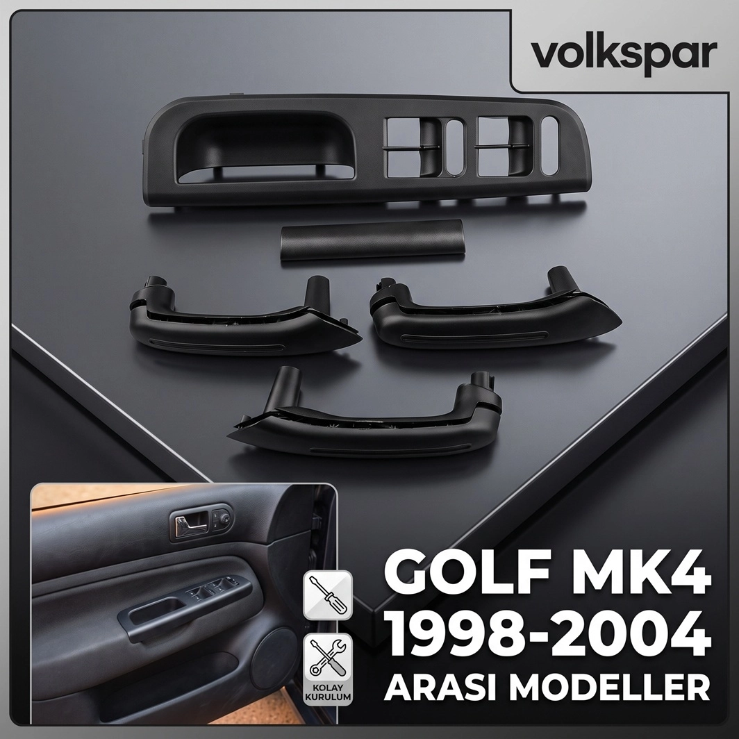 GOLF 4 İÇ KAPI ÇEKME KOLU SETİ SİYAH 8 PARÇA 1998-2004 ARASI MODELLER İÇİN