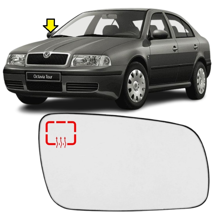 OCTAVİA TOUR SEDAN 2001-2009 MODEL ARASI UYUMLU SAĞ YOLCU TARAFI DIŞ AYNA CAMI ELEKTRİKLİ ISITMALI