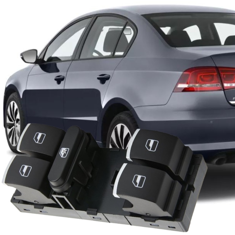 PASSAT B7 2011-2014 MODEL ARASI UYUMLU ÖN SOL SÜRÜCÜ DÖRTLÜ CAM DÜĞMESİ (KROMLU)