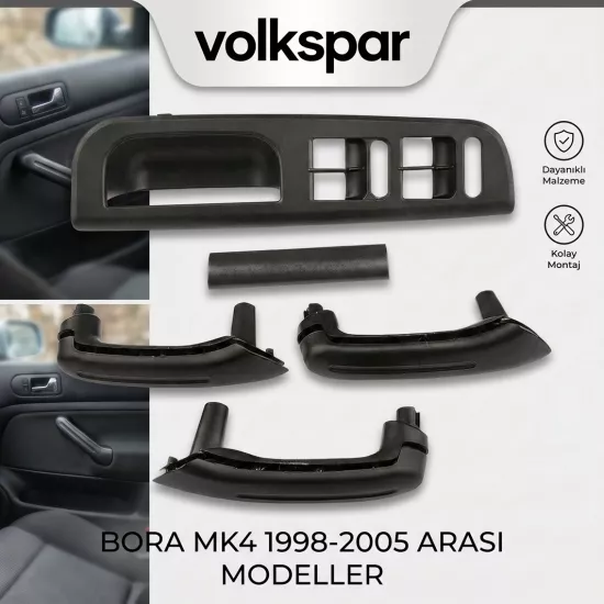 BORA İÇ KAPI KOLU SETİ SİYAH 8 PARÇA 1998-2005 ARASI MODELLER İÇİN 1J0867171A 1J0867172A