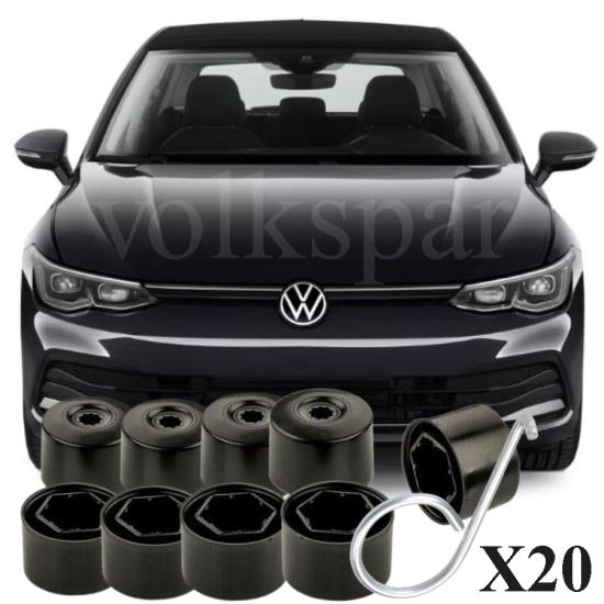 GOLF 8 BİJON KAPAĞI TAKIM SİYAH (20 ADET ŞİFRESİZ-1K) 2021-2024 MODEL ARASI ARAÇLARA UYUMLU 1K0601173