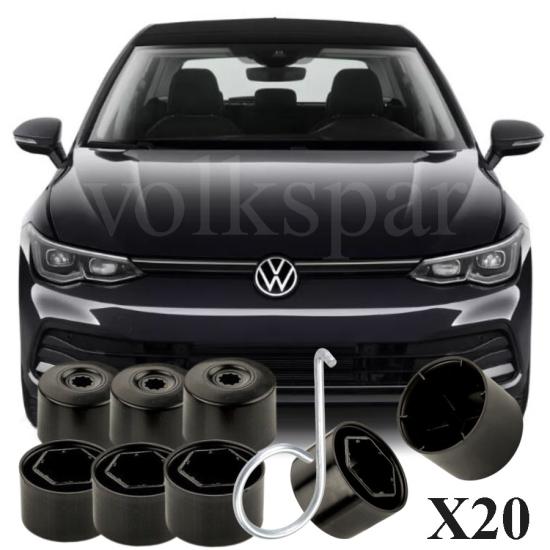 GOLF 8 BİJON KAPAĞI TAKIM SİYAH (16 ŞİFRESİZ+4 ŞİFRELİ-3C) 2021-2024 MODEL ARASI ARAÇLARA UYUMLU 3C0601173A
