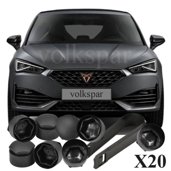 CUPRA LEON BİJON KAPAĞI TAKIM SİYAH 16 ŞİFRESİZ+4 ŞİFRELİ 2022-2024 MODEL ARASI ARAÇLARA UYUMLU 4M0601173