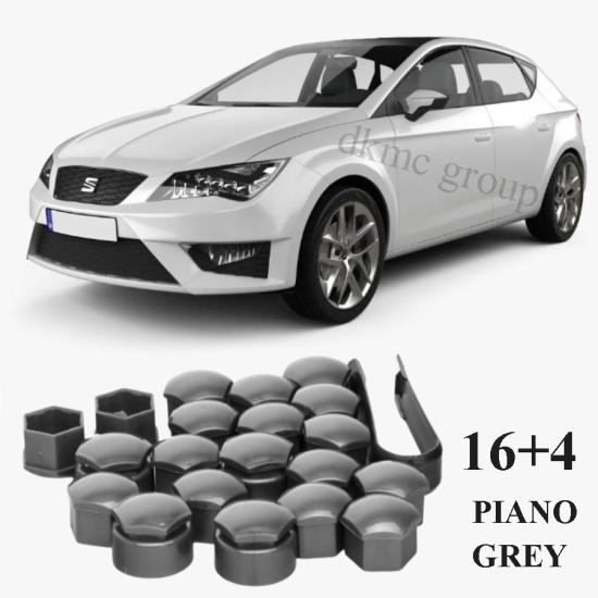 LEON FR BİJON KAPAĞI TAKIM PİYANO GRİ (16 ŞİFRESİZ+4 ŞİFRELİ-4F) 2013-2016 MODEL ARASI ARAÇLARA UYUMLU 4F0601173A