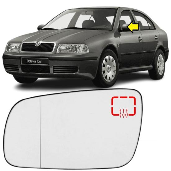 OCTAVİA DIŞ AYNA CAMI SOL (SÜRÜCÜ) 2001-2004 MODEL ARASI ARAÇLARA UYUMLU 1U1857521E