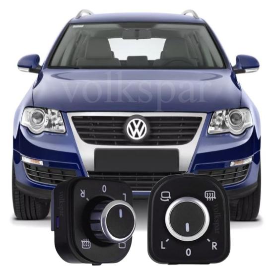 PASSAT B6 AYNA AYAR KUMANDA DÜĞMESİ (KATLANIR-KROMLU) 2006-2011 MODEL ARASI ARAÇLARA UYUMLU 5K0959565B