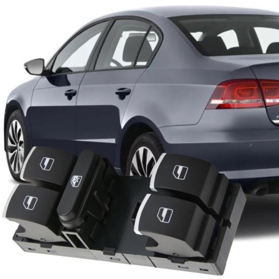 VOLKSWAGEN PASSAT B7 ÖN SOL SÜRÜCÜ DÖRTLÜ CAM DÜĞMESİ (KROMLU) 2011-2014 MODEL ARASI ARAÇLARA UYUMLU 5K4959857B