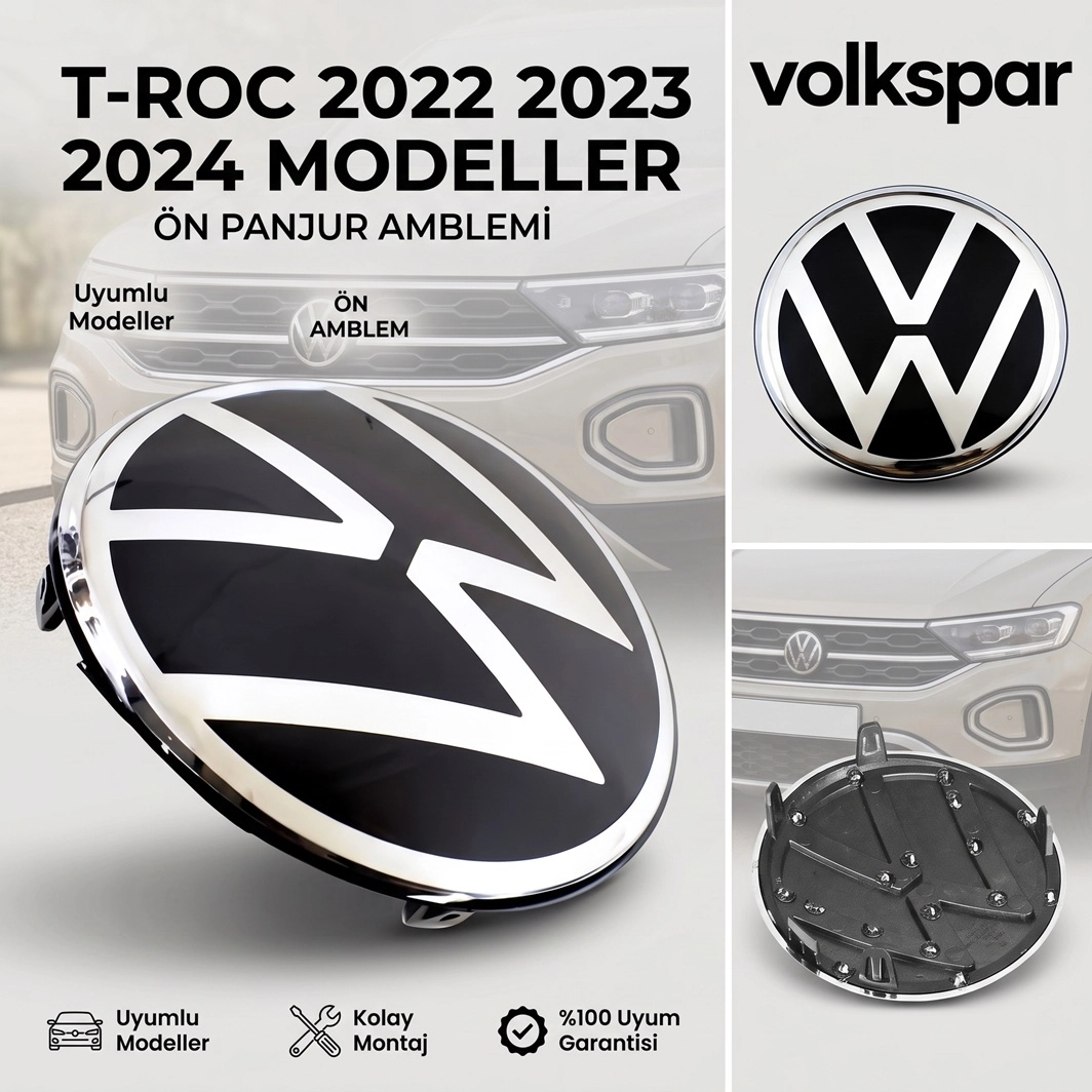 T-ROC ÖN PANJUR IZGARASI AMBLEMİ LOGO 2022 2023 2024 MODELLER İÇİN